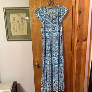 Waverly Blue and White Maxi Dress
